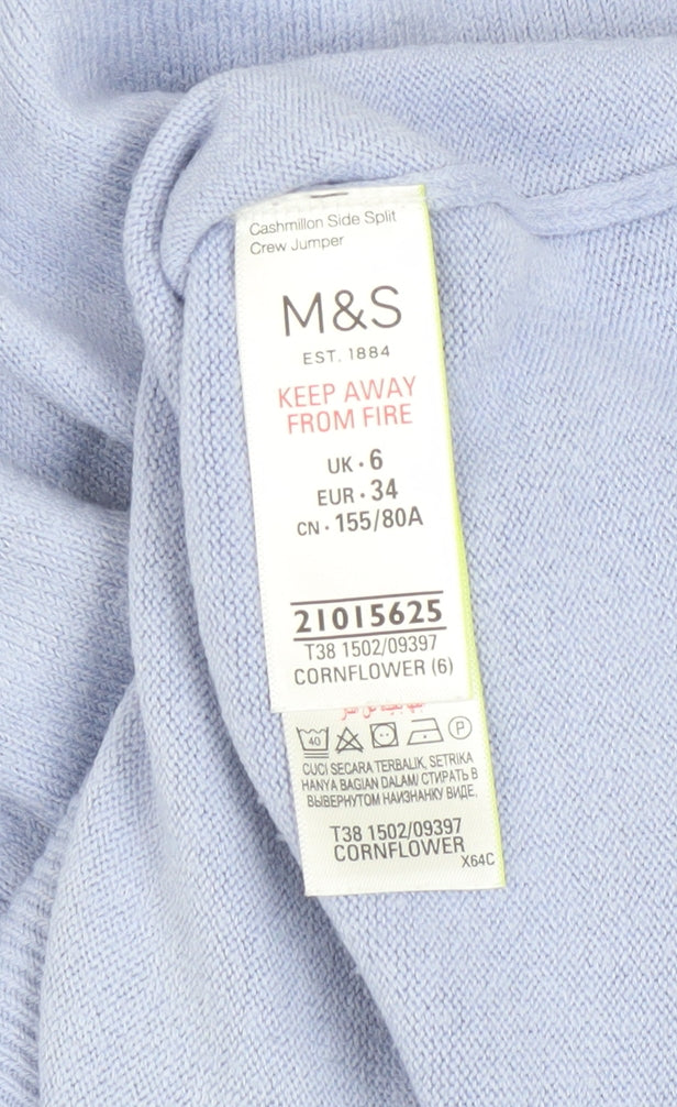 Marks and Spencer Women’s Blue Crew Neck Pullover Jumper Size 6