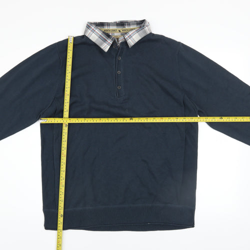 Marks & Spencer North Coast Men’s Blue Cotton Collared Henley Jumper L