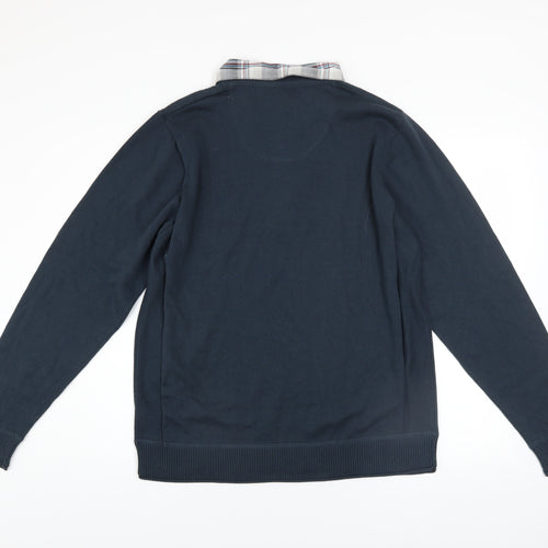 Marks & Spencer North Coast Men’s Blue Cotton Collared Henley Jumper L