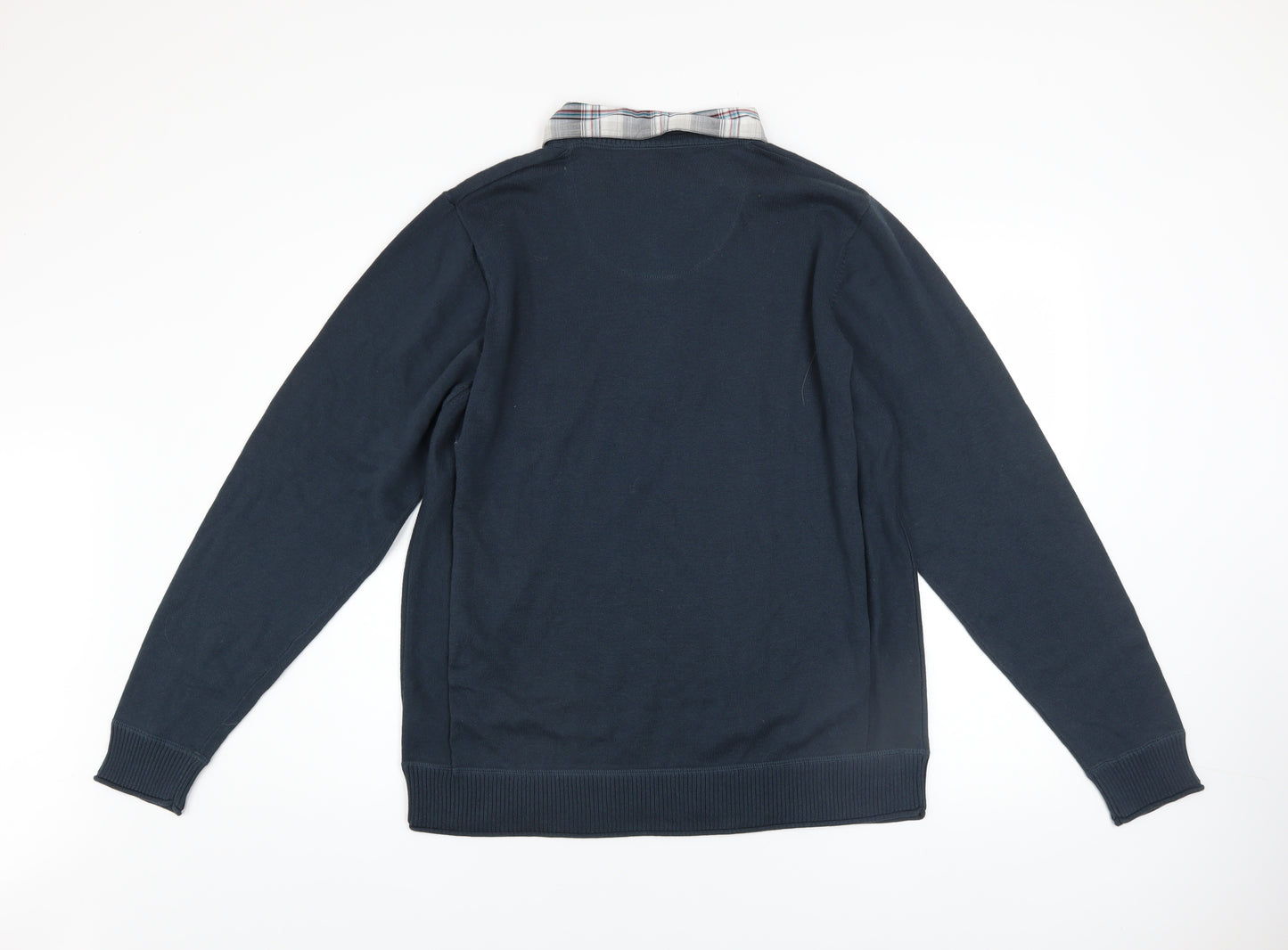 Marks & Spencer North Coast Men’s Blue Cotton Collared Henley Jumper L