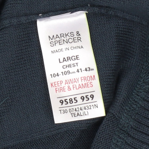 Marks & Spencer North Coast Men’s Blue Cotton Collared Henley Jumper L