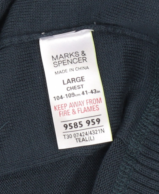Marks & Spencer North Coast Men’s Blue Cotton Collared Henley Jumper L