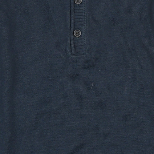 Marks & Spencer North Coast Men’s Blue Cotton Collared Henley Jumper L