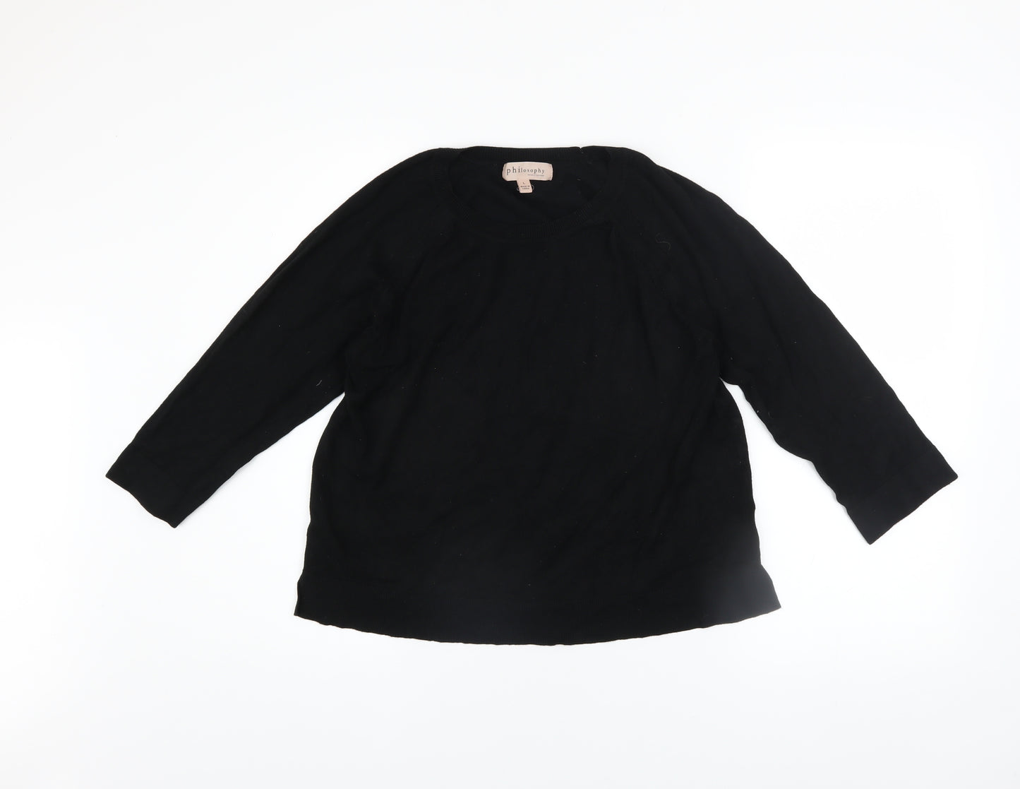Philosophy Women’s Black Rayon Knit Crew Neck Pullover Jumper L