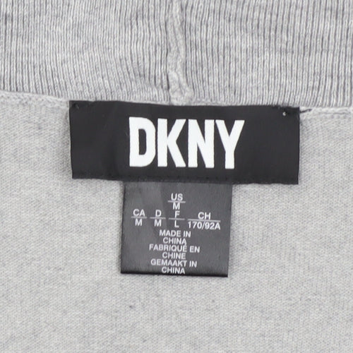 DKNY Womens Grey Collared Open Front Cardigan M