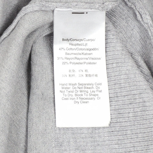 DKNY Womens Grey Collared Open Front Cardigan M