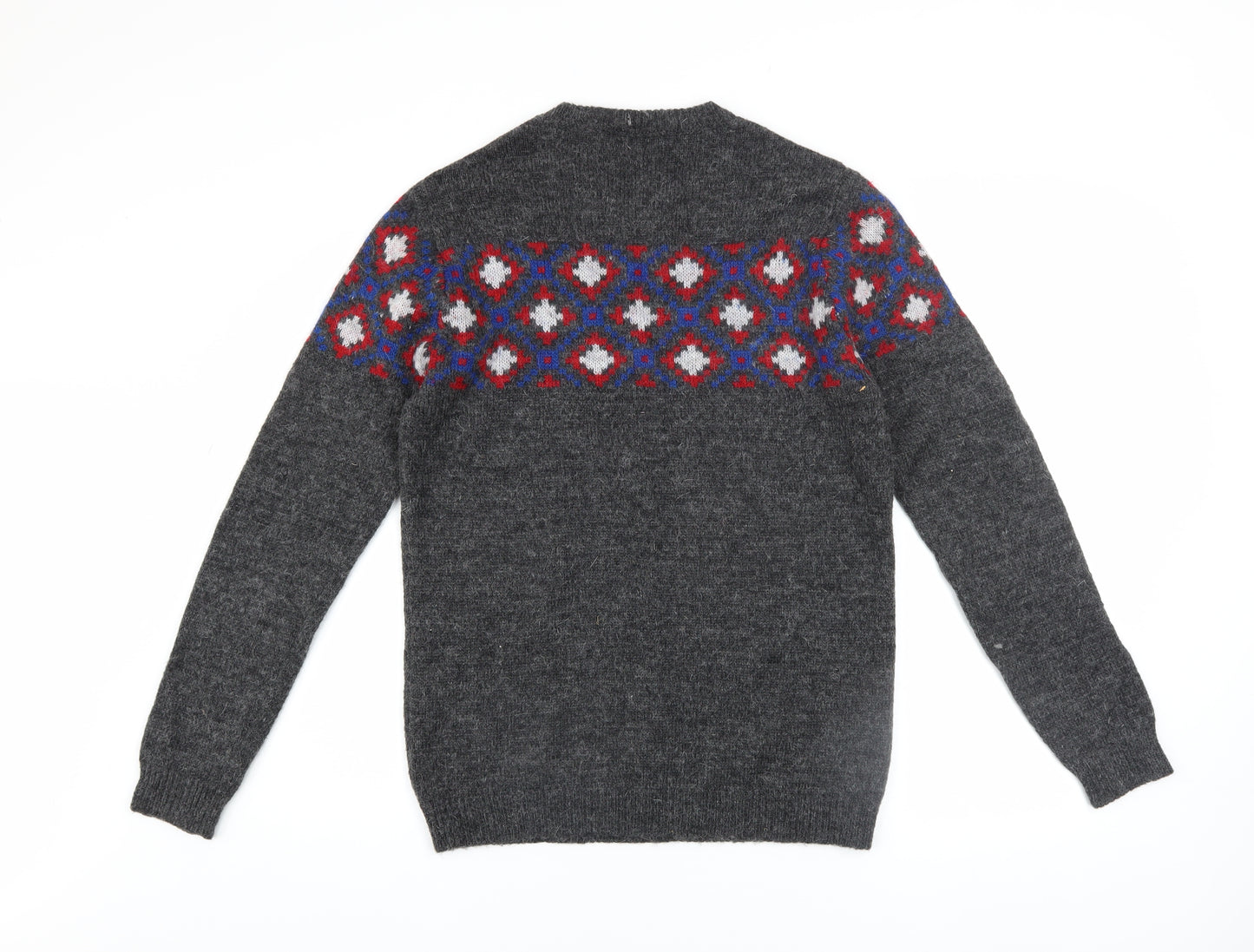 ASOS Men Grey Geometric Knit Crew Neck Jumper XS