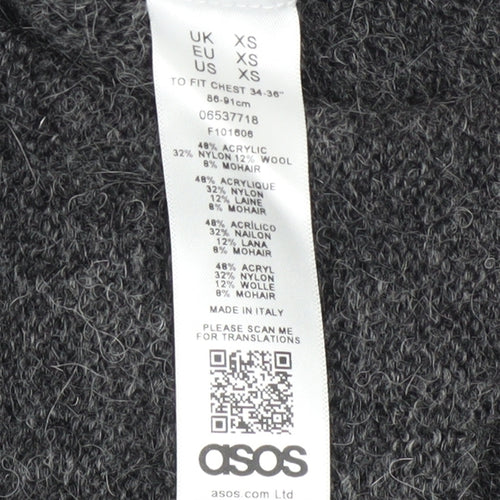 ASOS Men Grey Geometric Knit Crew Neck Jumper XS