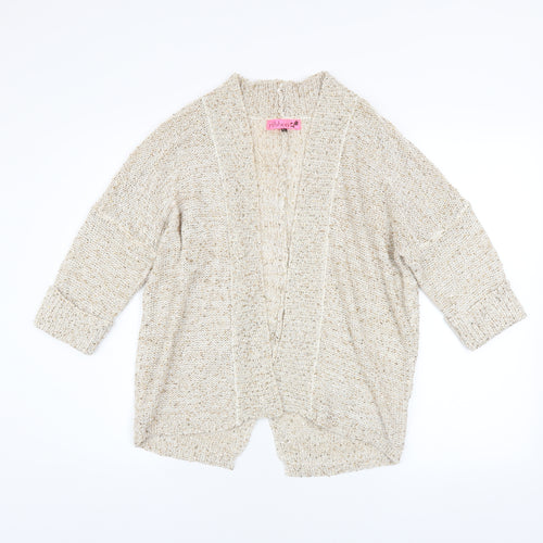 Ribbon Women Beige Sequin Knit Open Cardigan Size 10