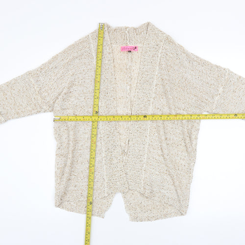 Ribbon Women Beige Sequin Knit Open Cardigan Size 10