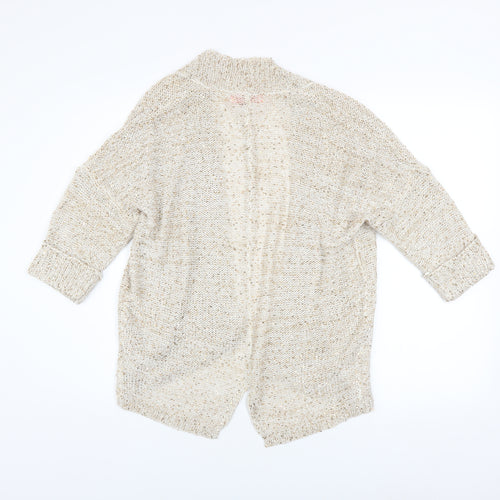 Ribbon Women Beige Sequin Knit Open Cardigan Size 10