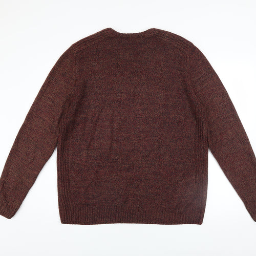 Kensington Eastside Men Brown 2XL Acrylic Crew Neck Jumper