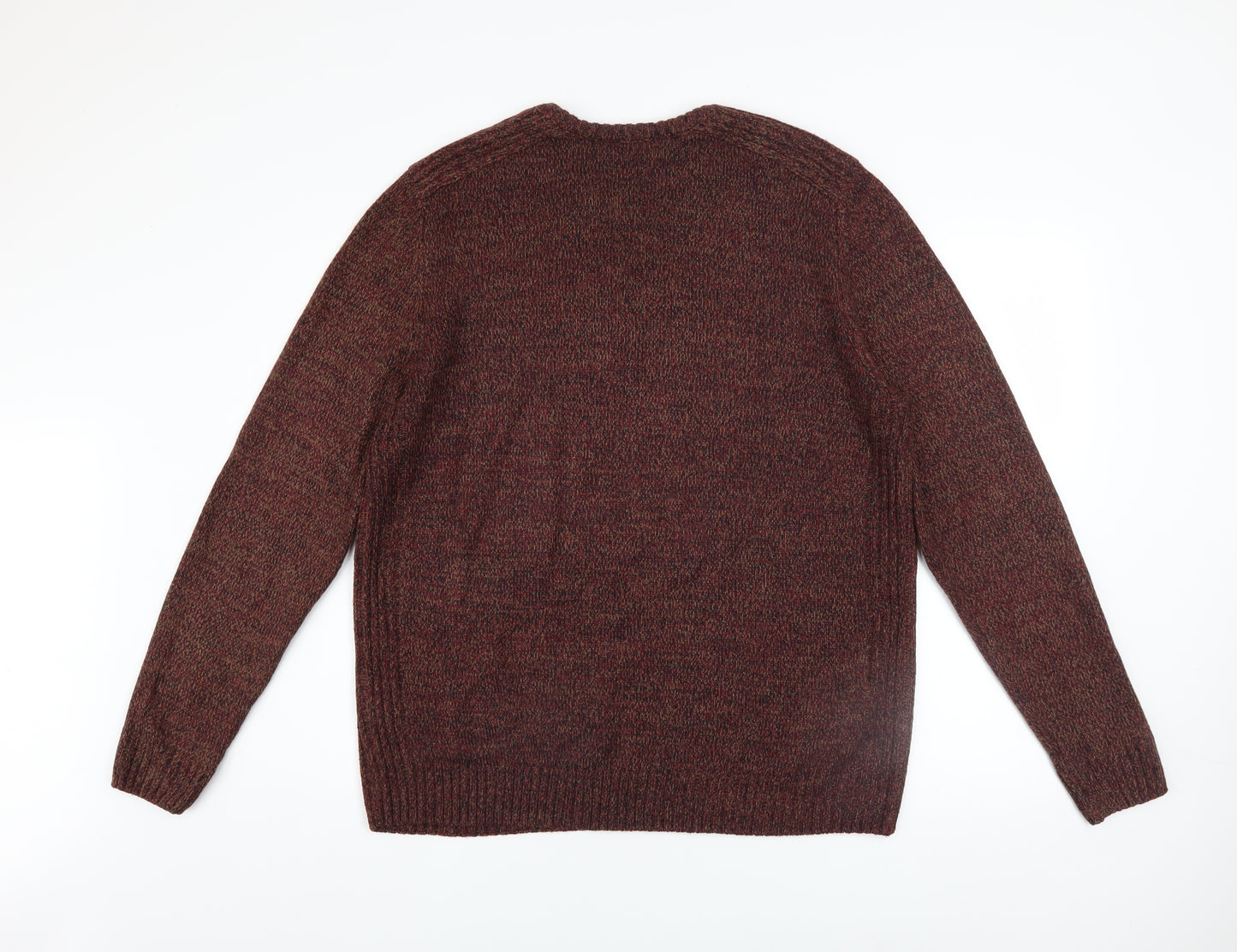 Kensington Eastside Men Brown 2XL Acrylic Crew Neck Jumper