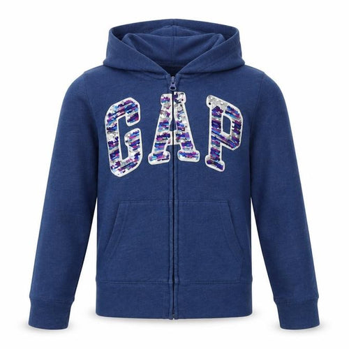 GAP Kids Girls Blue Sequin Logo Full Zip Hoodie 12-13 Years