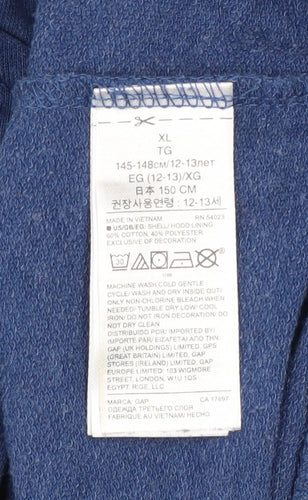 GAP Kids Girls Blue Sequin Logo Full Zip Hoodie 12-13 Years