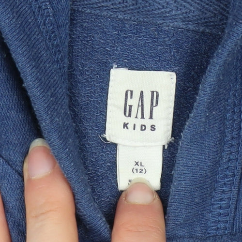 GAP Kids Girls Blue Sequin Logo Full Zip Hoodie 12-13 Years