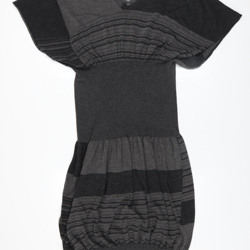 Crea Concept Women’s Grey Striped Knit Shift Dress Size 14