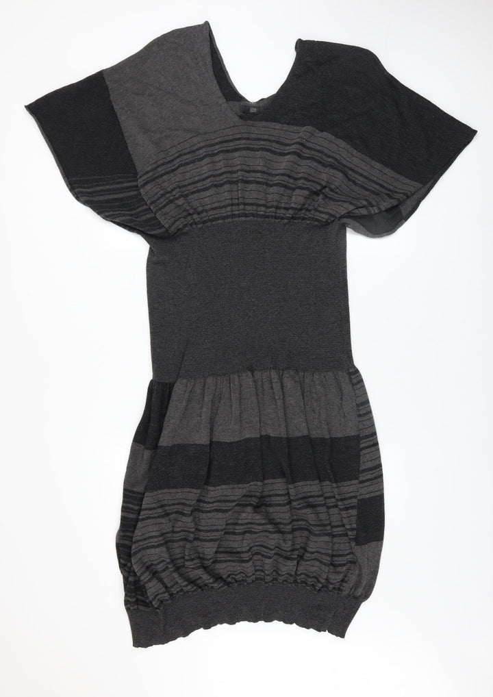 Crea Concept Women’s Grey Striped Knit Shift Dress Size 14