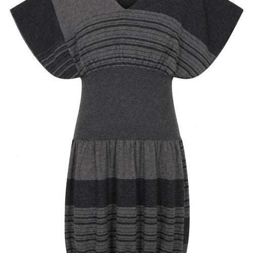 Crea Concept Women’s Grey Striped Knit Shift Dress Size 14