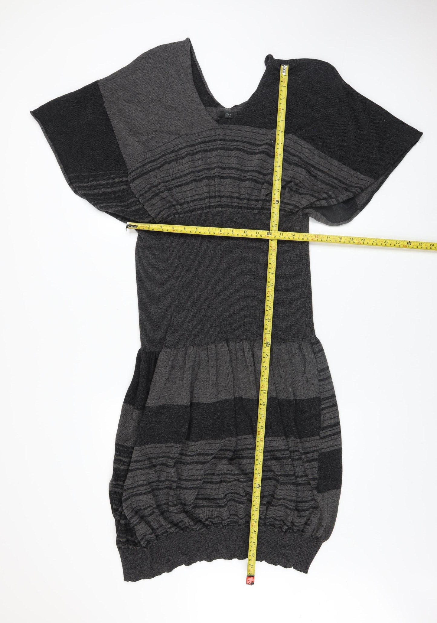 Crea Concept Women’s Grey Striped Knit Shift Dress Size 14
