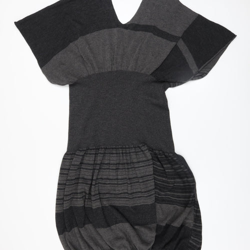 Crea Concept Women’s Grey Striped Knit Shift Dress Size 14