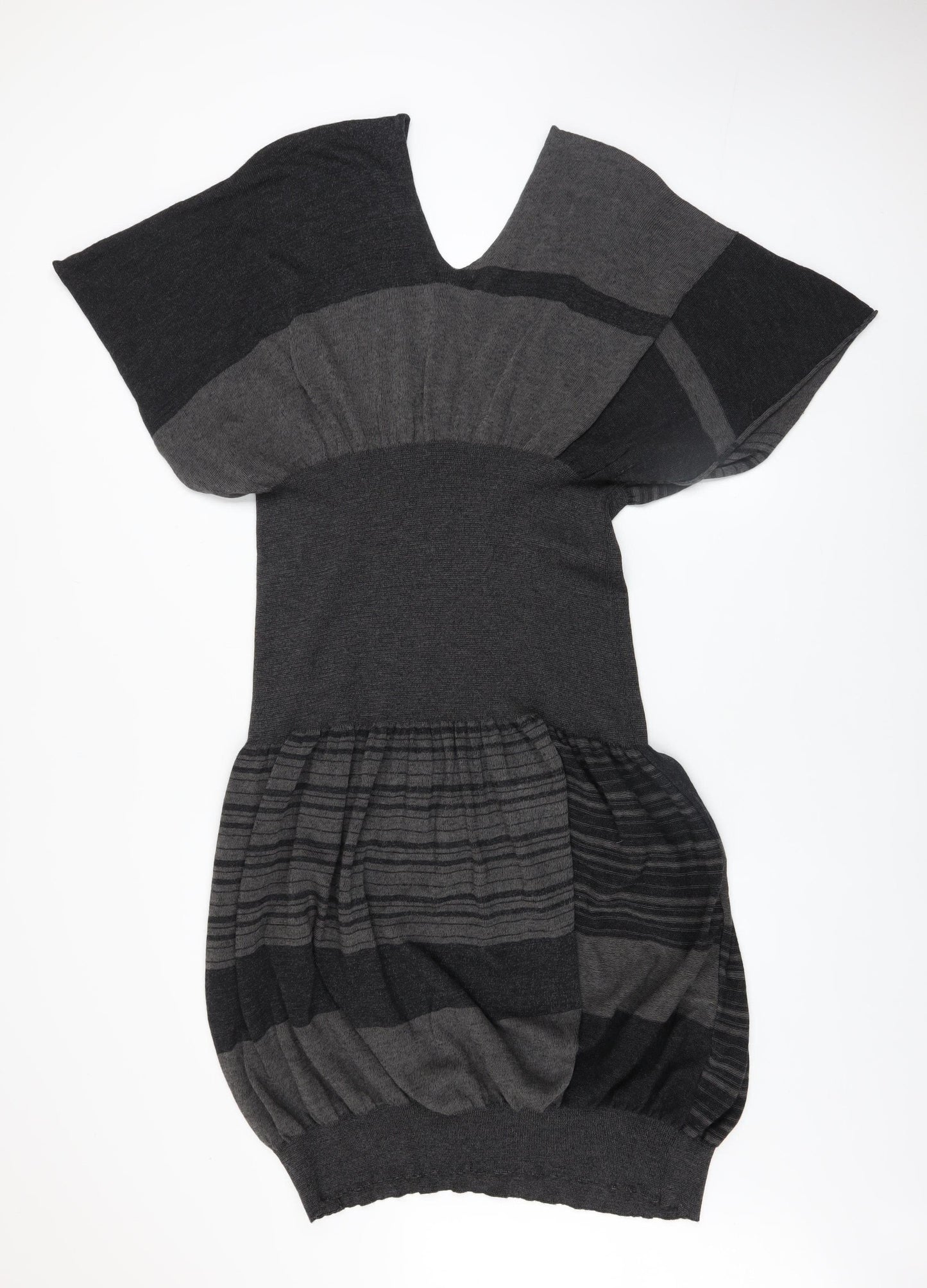 Crea Concept Women’s Grey Striped Knit Shift Dress Size 14