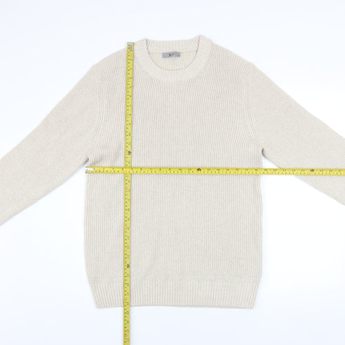 Tu Men Beige Chunky Knit Crew Neck Pullover Jumper Medium