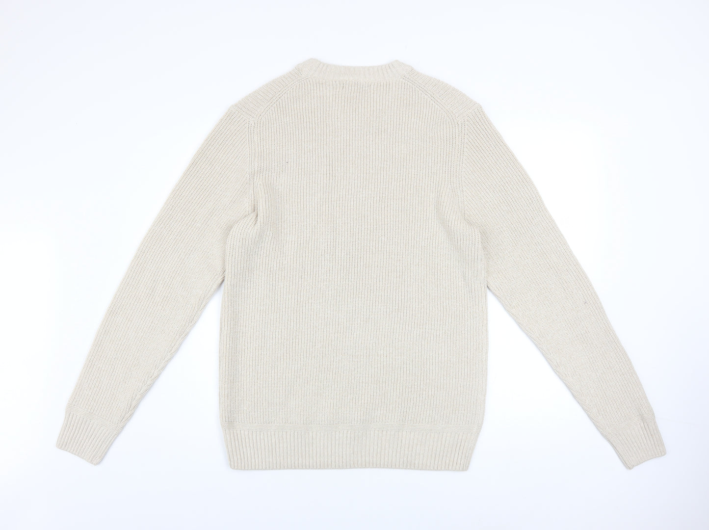 Tu Men Beige Chunky Knit Crew Neck Pullover Jumper Medium
