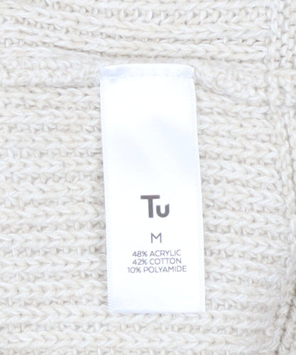 Tu Men Beige Chunky Knit Crew Neck Pullover Jumper Medium
