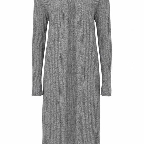 Bershka Women Grey Long Rib Knit Open Cardigan L