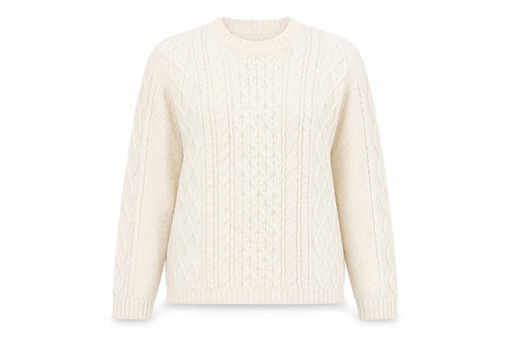 Uniqlo Women Ivory Cable Knit Crew Neck Jumper Size L