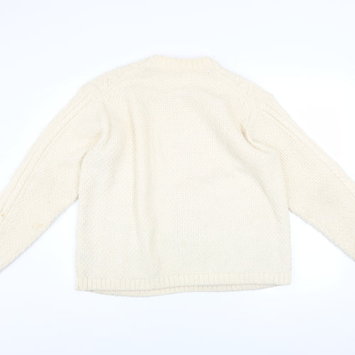 Uniqlo Women Ivory Cable Knit Crew Neck Jumper Size L