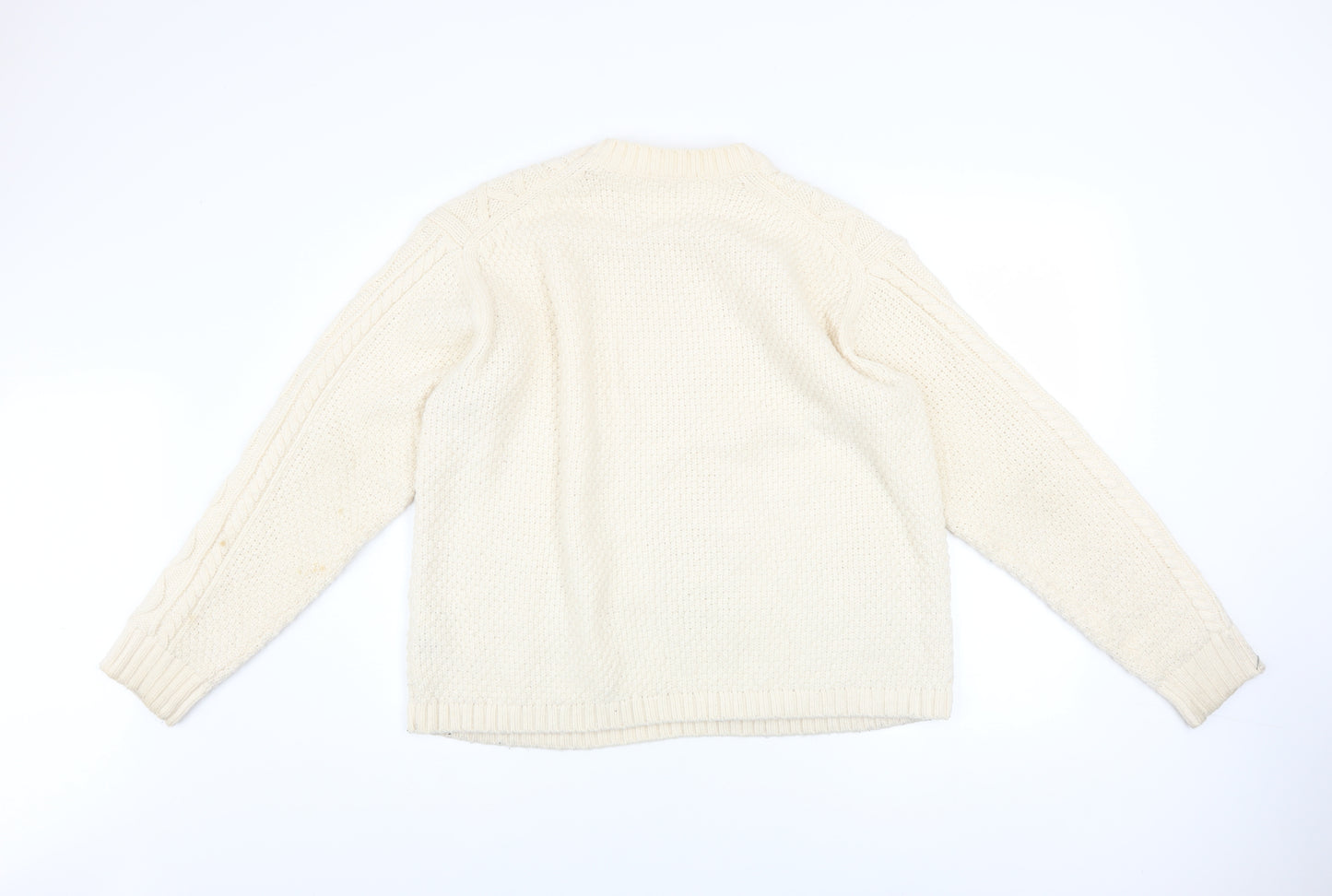 Uniqlo Women Ivory Cable Knit Crew Neck Jumper Size L