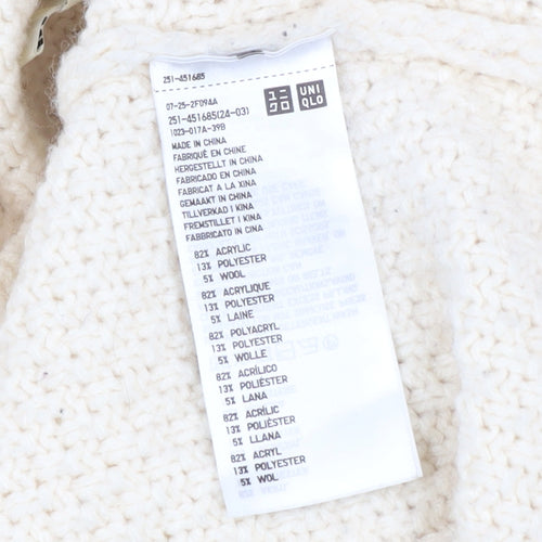 Uniqlo Women Ivory Cable Knit Crew Neck Jumper Size L