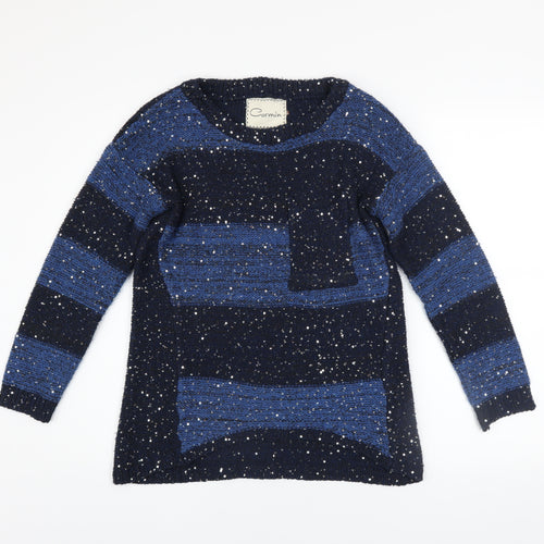 Carmin Women's Blue Sequin Knit Pullover Jumper Size S