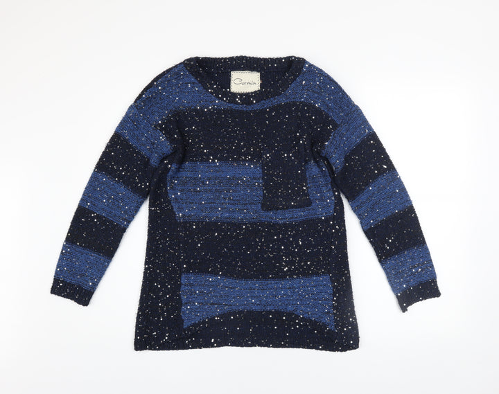Carmin Women's Blue Sequin Knit Pullover Jumper Size S
