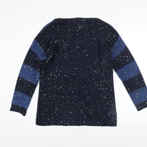 Carmin Women's Blue Sequin Knit Pullover Jumper Size S