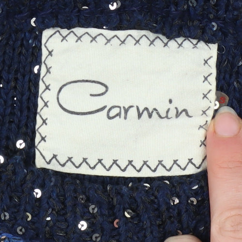 Carmin Women's Blue Sequin Knit Pullover Jumper Size S