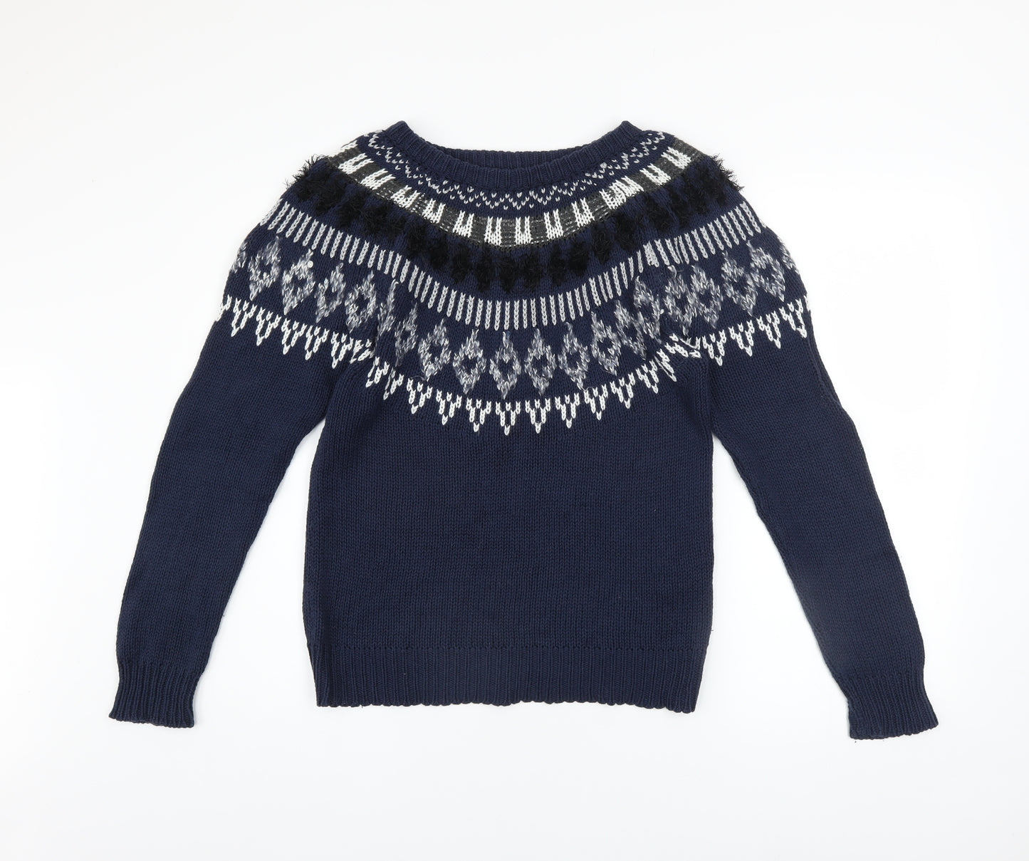 Vero Moda Women Blue Fair Isle Chunky Knit Jumper Size S