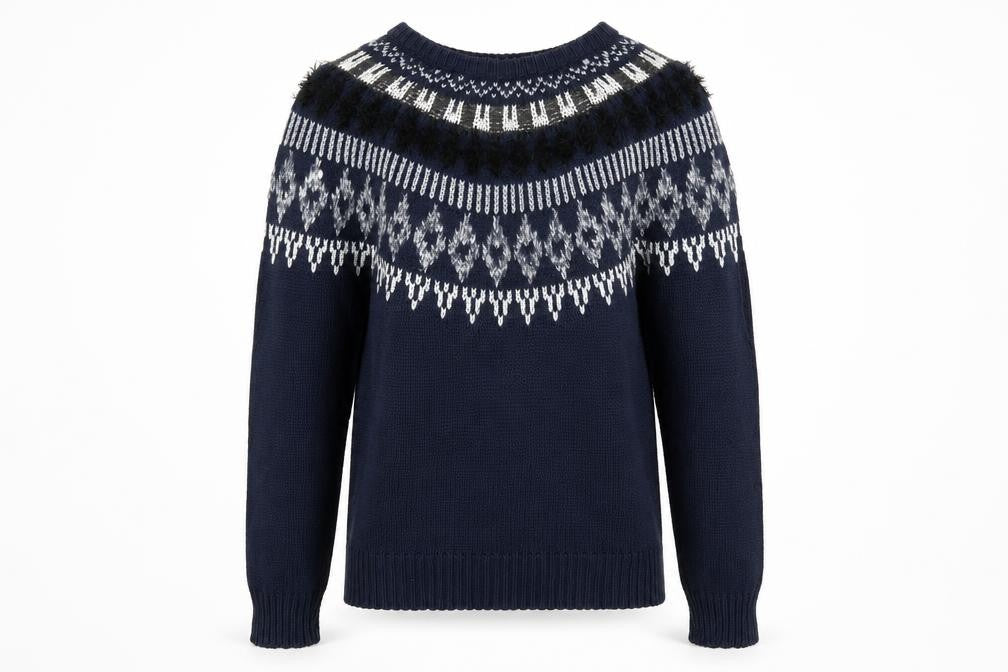 Vero Moda Women Blue Fair Isle Chunky Knit Jumper Size S