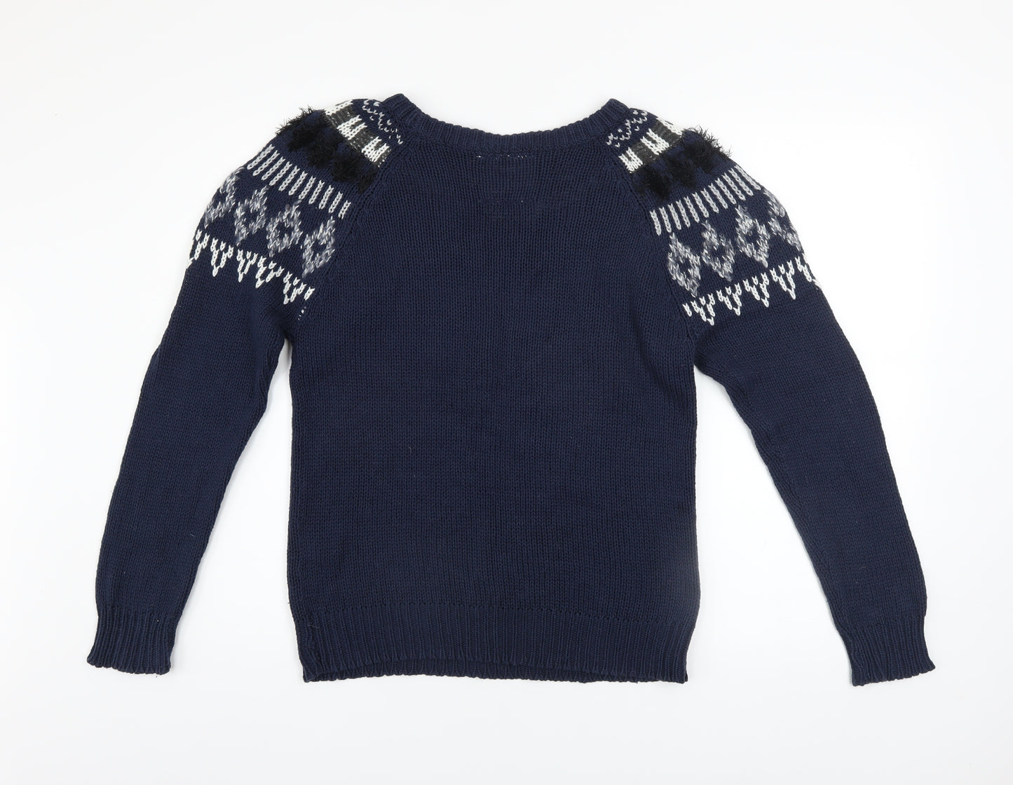 Vero Moda Women Blue Fair Isle Chunky Knit Jumper Size S