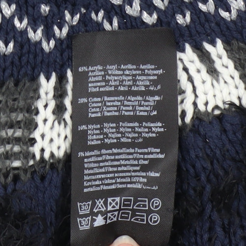 Vero Moda Women Blue Fair Isle Chunky Knit Jumper Size S