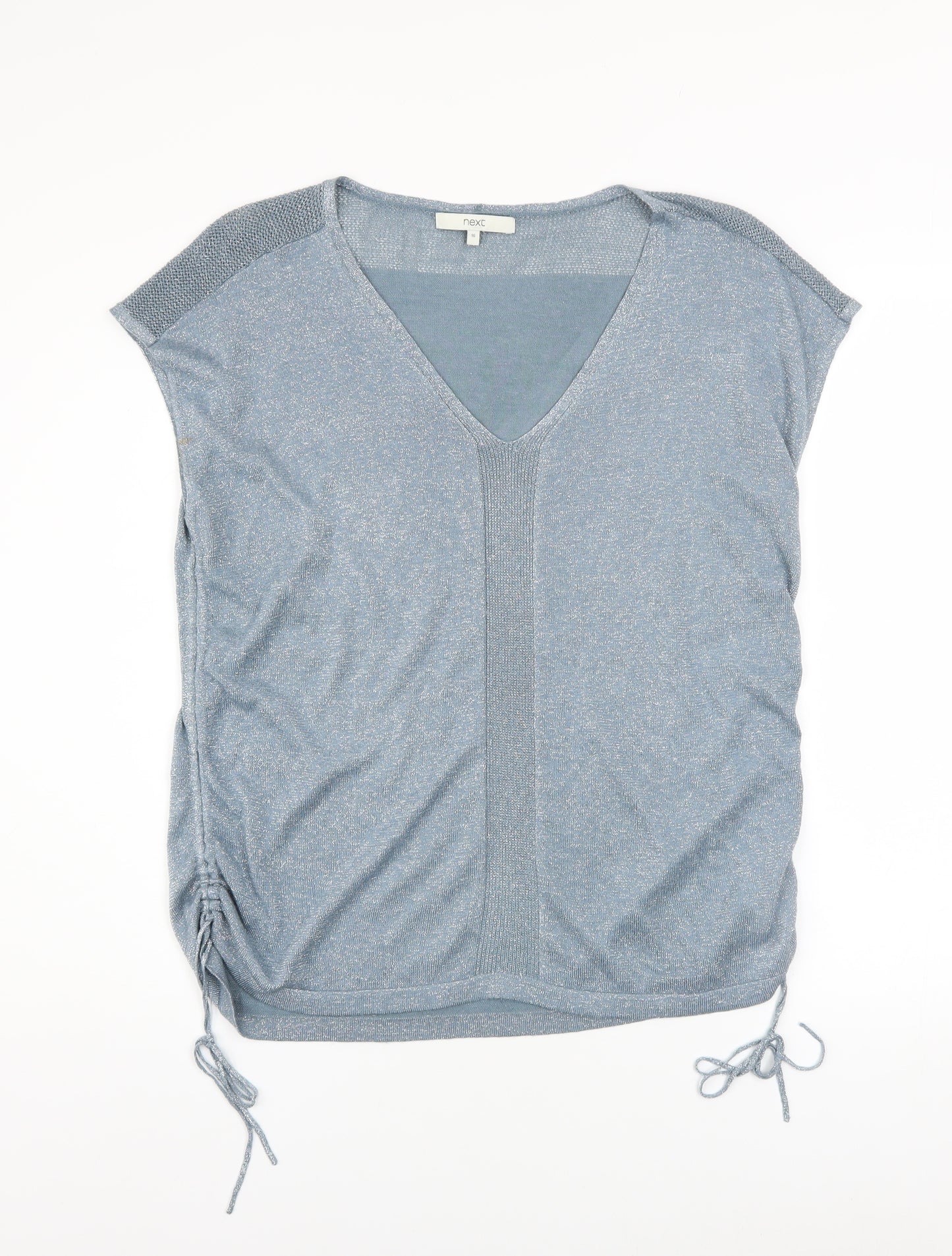 Next Women Blue Knit V-Neck Sleeveless Camisole Top Size 16