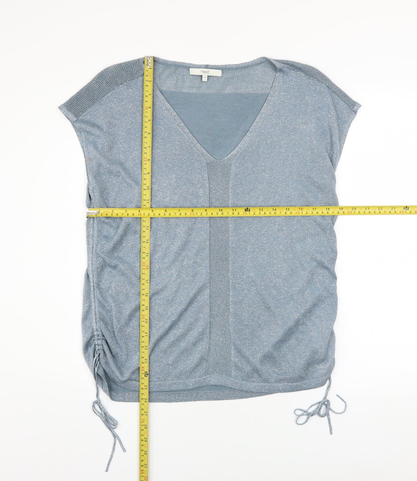 Next Women Blue Knit V-Neck Sleeveless Camisole Top Size 16