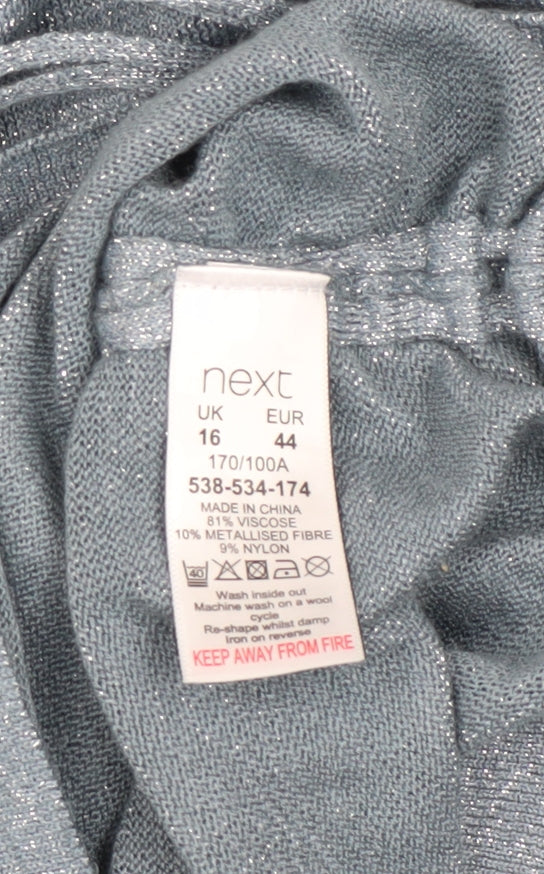 Next Women Blue Knit V-Neck Sleeveless Camisole Top Size 16