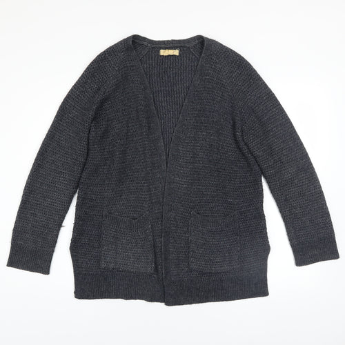Fat Face Women’s Grey Chunky-Knit Open Cardigan UK 12