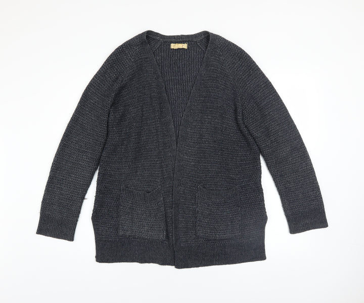 Fat Face Women’s Grey Chunky-Knit Open Cardigan UK 12
