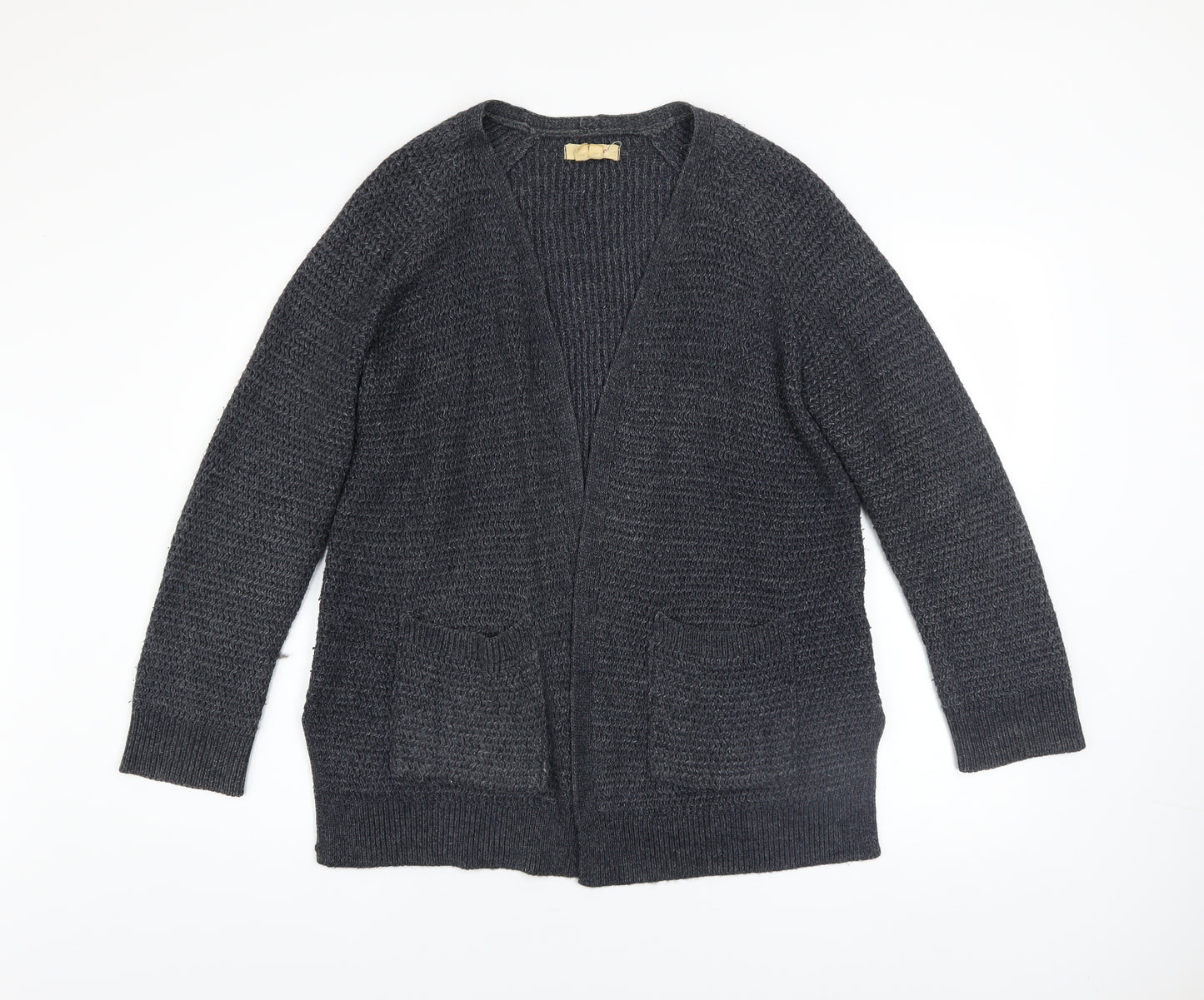 Fat Face Women’s Grey Chunky-Knit Open Cardigan UK 12