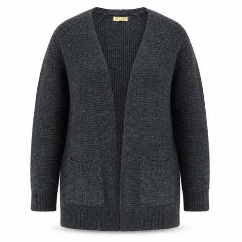 Fat Face Women’s Grey Chunky-Knit Open Cardigan UK 12