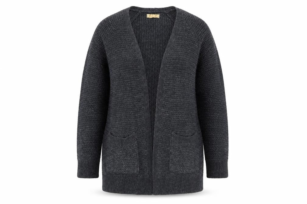 Fat Face Women’s Grey Chunky-Knit Open Cardigan UK 12